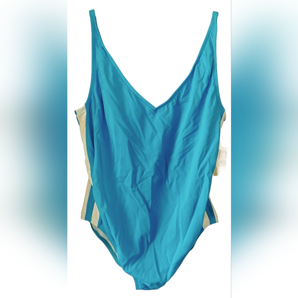 NWT Jag White and Blue One Pc Bathing Suit Sz 22